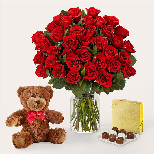 Three Dozen Long Stem Red Roses