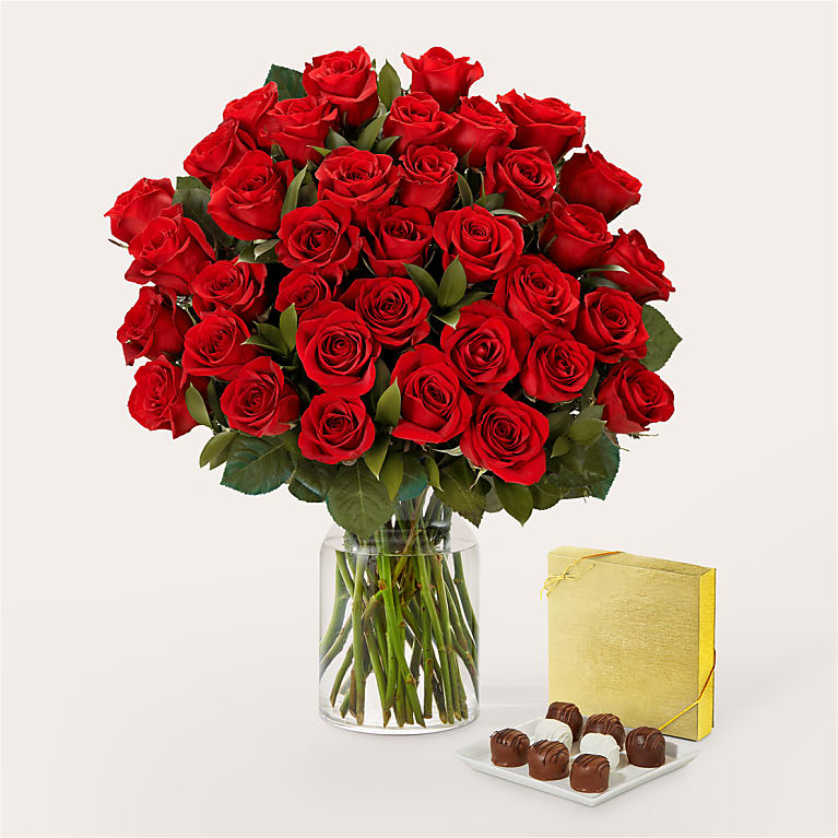 Three Dozen Long Stem Red Roses