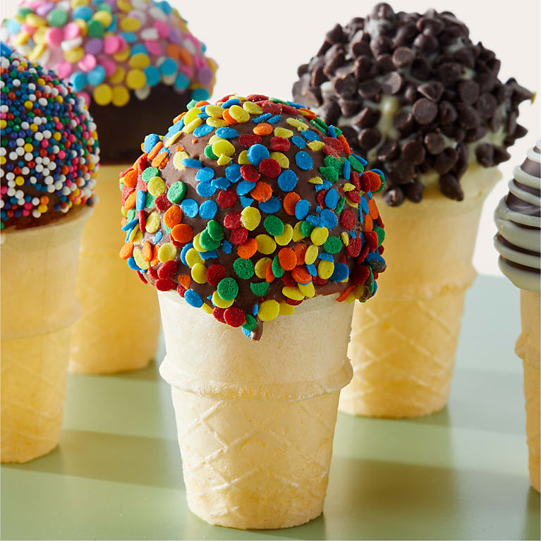 Belgian Chocolate Covered Strawberries and Ice Cream Cone Cake Pops Combo