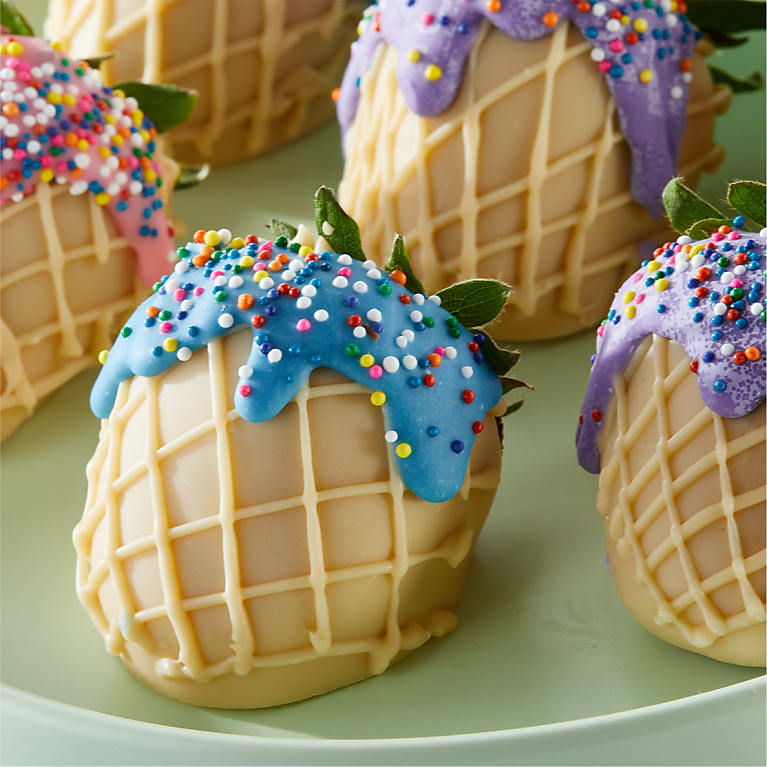 Belgian Chocolate Covered Strawberries and Ice Cream Cone Cake Pops Combo